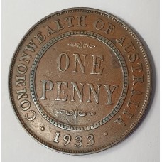 AUSTRALIA 1932/3 .  ONE 1 PENNY . OVERDATE . SCARCE